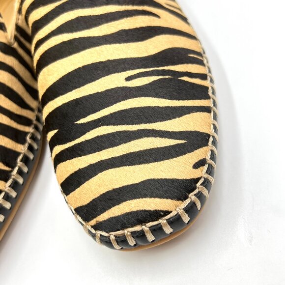 Talbots Womens Size 8 Tiger Stripe Black Tan Leather Loafers Flats Shoes - Picture 6 of 14